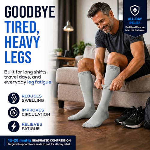 SB SOX 3-Pair Compression Socks (15-20mmHg) - color: 03 – Solid Gray, size: S/M