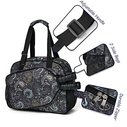 Boulder Bee Pickleball Tote Bag for Women with Paddle Holder - color: Brown cashew flower