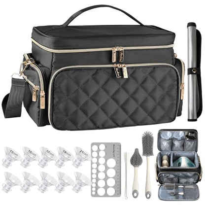 Breast Pump Bag Kit for Spectra S1/S2, Pumping Bag with Bottle Brush Set - color: Black