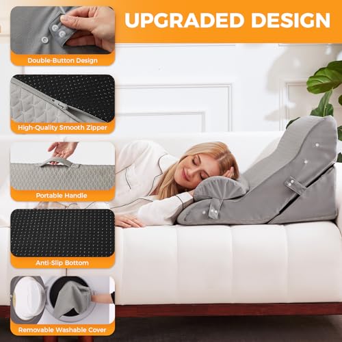 Ruqmuis Wedge Pillow Set for After Surgery, Bed Wedge Pillow, Grey - color: Grey, size: 3pcs
