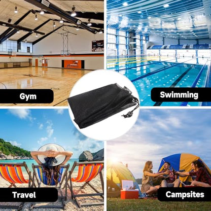 GSE Mesh Sports Drawstring Bag, Shoulder Strap, X-Large, 24"x36"/30"x40" - color: Black, style: 36"x24" - 6 Pack