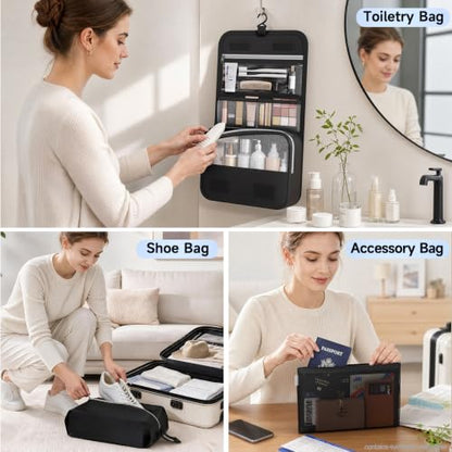 OlarHike 8 Set Compression Packing Cubes for Travel Essentials,Compressible Expandable Space Saver Bags for Organizing Clothes,Luggage Suitcase Garment Bags with Over 1000 pcs Mesh Holes(Black) - color: Black