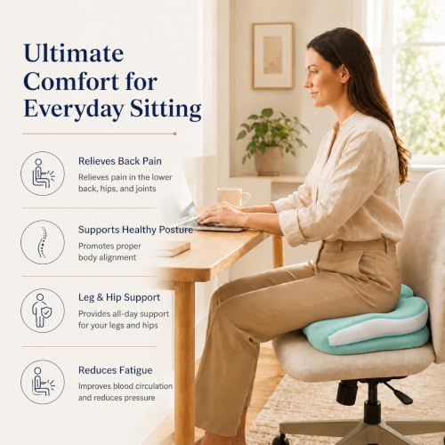 Memory Foam Ergonomic Seat Cushion for Office Chairs Pain Relief - color: Green Mesh