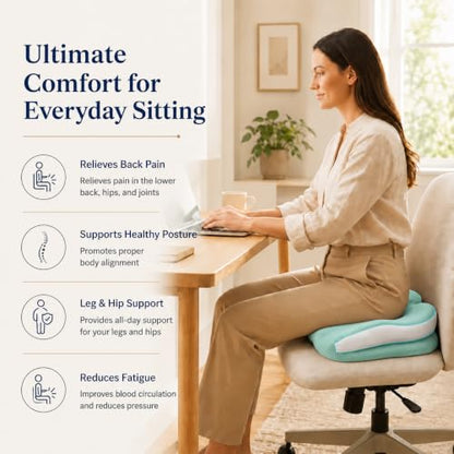 Memory Foam Ergonomic Seat Cushion for Office Chairs Pain Relief - color: Green Mesh