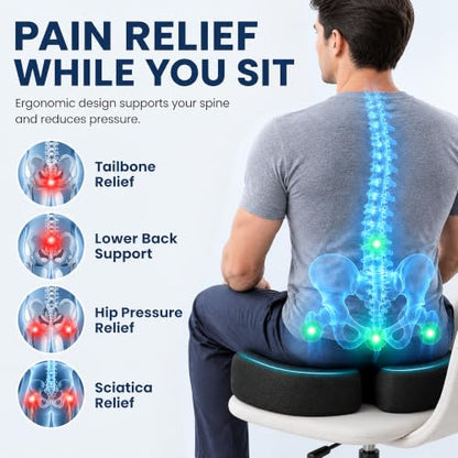 Gel Seat Cushion for Long Sitting, Office Chair Memory Foam Cushion, Black - color: Black