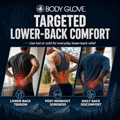 Body Glove Silica Pearl Back Ice Pack Wrap, Reusable Hot or Cold Compress Gel Pack for Back, Adjustable Ice Wrap for Lower Back Pain, Flexible Cold Pack for Injuries