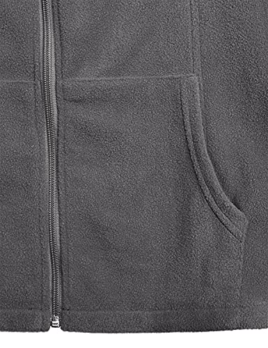 Hibelle Women's Outdoor Full-Zip Thermal Fleece Jacket with Pockets - color: 203-grey, size: Large