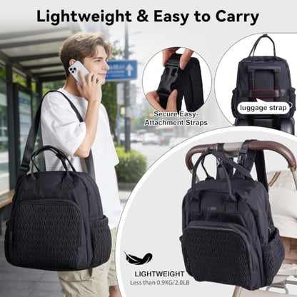Large Capacity Diaper Bag Backpack with Insulated Pockets,Black - color: Black