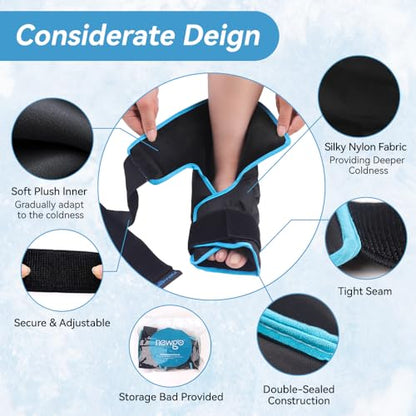 NEWGO Foot Ice Pack Wrap for Plantar Fasciitis, 2 Pack, Black - color: Black-2 Pack