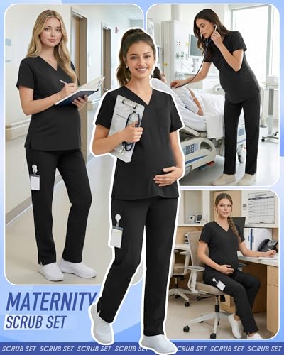 Women's Maternity Scrub Set - color: Black, size: X-Large