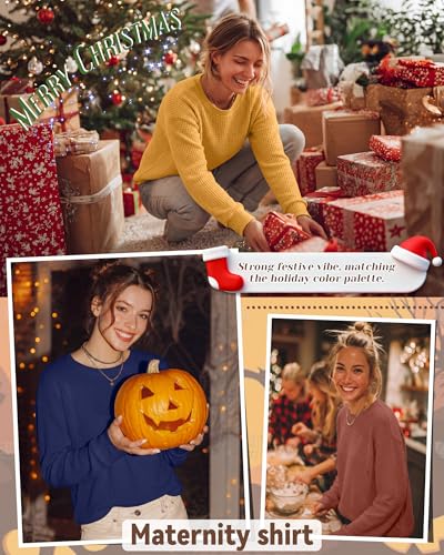 Oakgarden 3 Pack Women's Oversized Nursing Tops - color: Caramel, Ginger Yellow, Dark Blue, size: Medium
