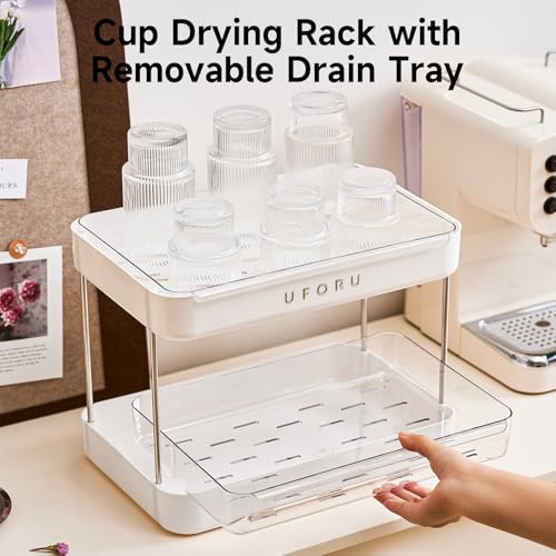 UFORU Countertop Coffee Station Organizer,Cup Rack,Mug & Wine Glass Holder - color: White