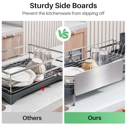 Stainless Steel Dish Drying Rack for Kitchen Counter, Expandable, Silver - color: Silver
