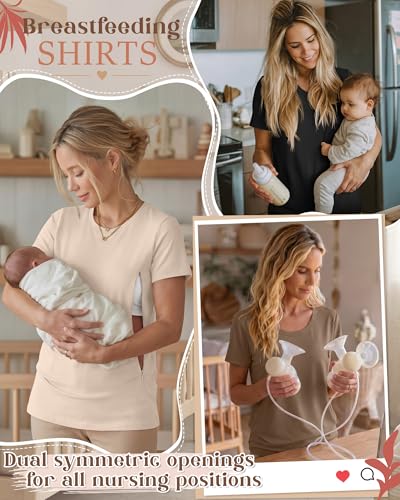 3 Pack Nursing Tops for Women - color: Beige, Coffee, Black, size: XX-Large