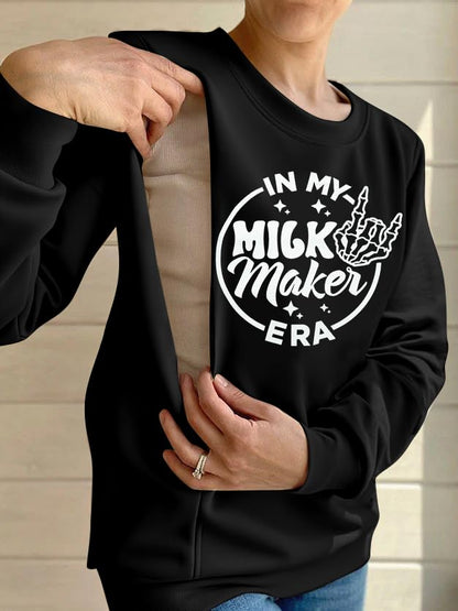 Maternity Nursing Sweatshirts for Women Friendly Zip Breastfeeding Pullover Top Mama's Boobery Print Clothes - color: Black, size: Small