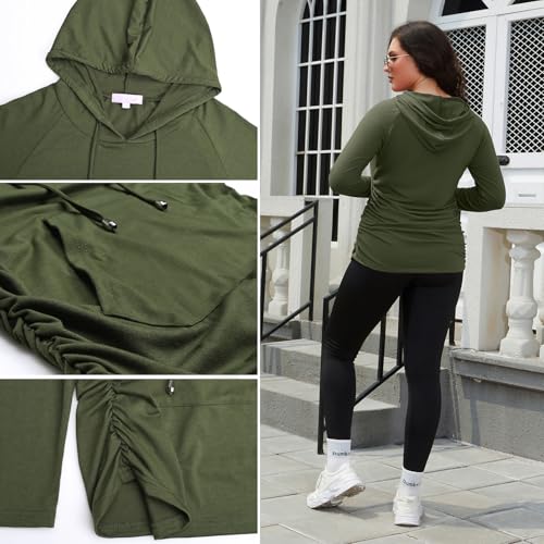 Bhome Maternity Hoodie Long Sleeves Shirt Casual Top Basic Tee Layering Sweatshirt - color: Black/Army Green, size: Medium