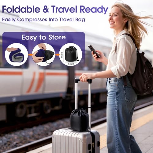 CloudBliss Neck Pillow for Airplanes, Memory Foam Travel Pillow, Navy - color: Navy
