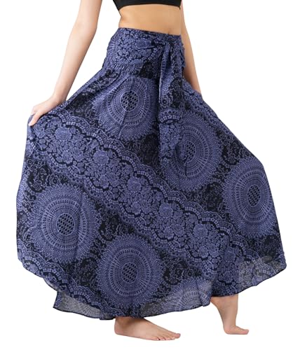 Long Skirts for Women Maxi Boho Skirt - color: Blossom Navy, size: One Size