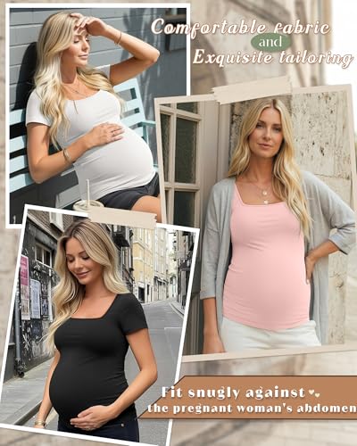 4 Pack Womens Maternity T Shirts - color: Haze Blue, Pink, White, Black, size: Small