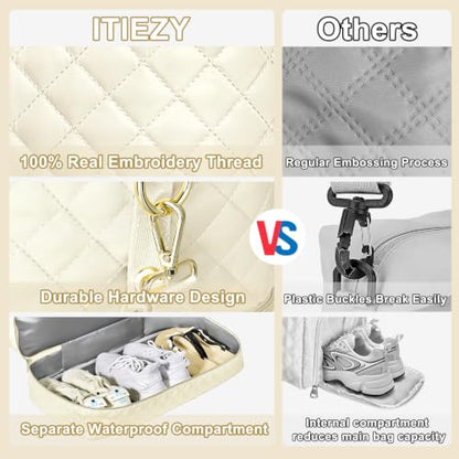 Personalized Travel Duffle Weekender Bag Graduation Birthday Gift for Her - color: Beige, style: H