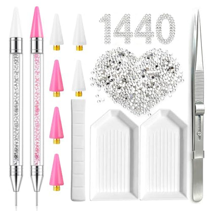 Bedazzling Tools Pen Kit Diamond Painting Wax Pencil Rhinestone Picker Tool - color: Pink