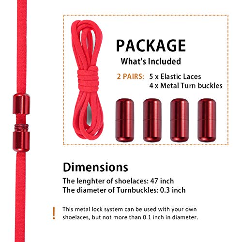 anan520 Elastic No Tie Shoe Laces For Adults,Kids,Elderly,System With Elastic Shoe Laces(2 Pairs) - color: 02-red