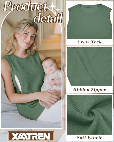 Xaatren 3 Pack Nursing Tank Tops for Breastfeeding - color: Black, Green, Apricot, size: XX-Large
