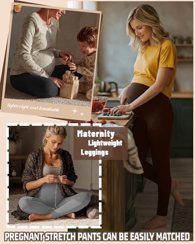 3 Pack Women's Maternity Pants Home Lounge Pajamas - color: Black, Heather Gray, Coffee, size: Medium