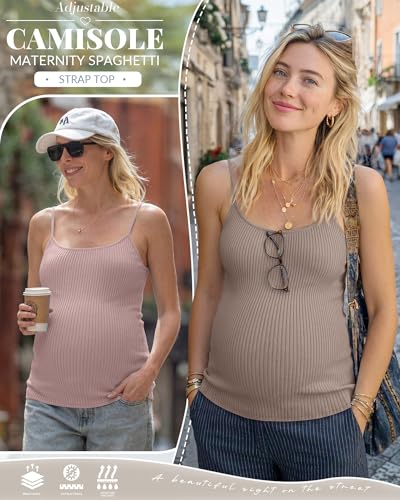 4 Pack Maternity Tank Tops - color: Gray Pink, Latte, Cream, Black, size: Large