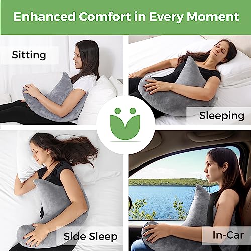 Rotator Cuff Pillow Side-Sleeper Shoulder Arm Support, Washable Cover, Gray - color: Gray