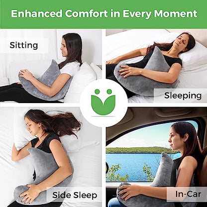 Rotator Cuff Pillow Side-Sleeper Shoulder Arm Support, Washable Cover, Gray - color: Gray