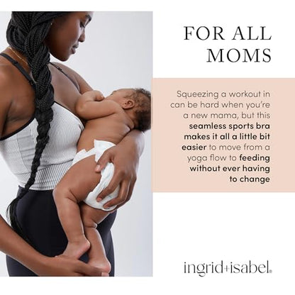 Ingrid & Isabel - Seamless Maternity and Nursing Sports Bra - color: Black/White Combo, size: Small