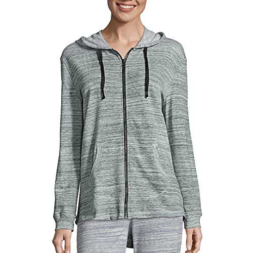 Hanes womens French Terry Zip Hoodie - color: Ebony Spacedye, size: Medium