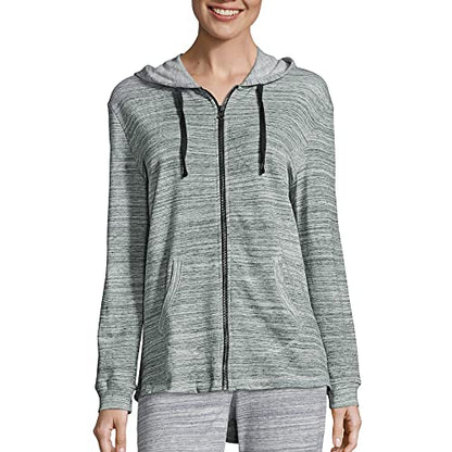 Hanes womens French Terry Zip Hoodie - color: Ebony Spacedye, size: Medium