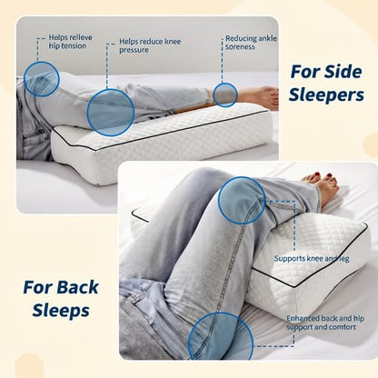 Knee Pillow for Side Sleepers Memory Foam Pain Relief for Hip Back Sciatica - color: Dark Gray