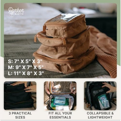 Parker Baby Co. Packing Cube Set, 3-Pack Travel Organizers - Camel - color: Camel/Desert Star
