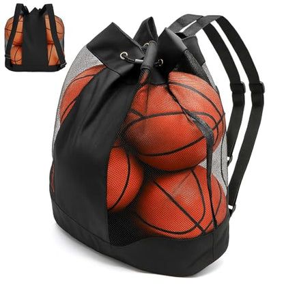 Large Ball Bag, Mesh Sport Bag Adjustable Double Strap