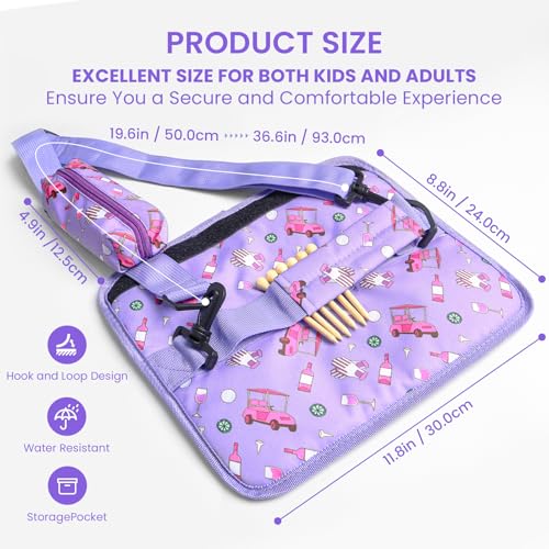 FINGER TEN Mini Golf Bag for 3-7 Clubs - color: Purple Print with Ball Pouch, size: 1Pc