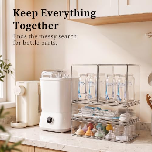Clear Stackable Storage Drawers: Acrylic Organizer Bins 4 Pack - size: 4 Pack (2 High+2 Wide)