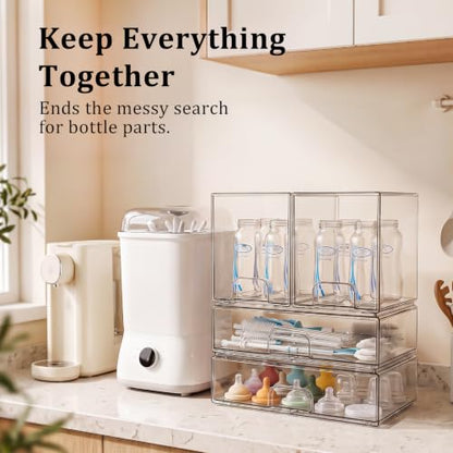 Clear Stackable Storage Drawers: Acrylic Organizer Bins 4 Pack - size: 4 Pack (2 High+2 Wide)