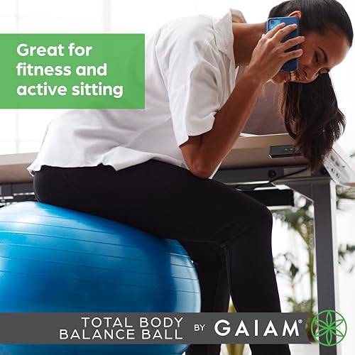 Gaiam Balance Ball Kit, Anti-Burst Stability Ball with Pump - color: Blue