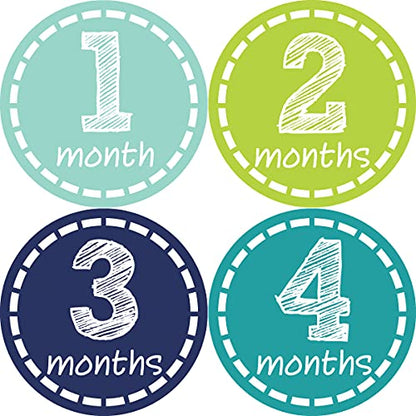 Baby Monthly Milestone Stickers - Newborn Boy Stickers (Style 113)
