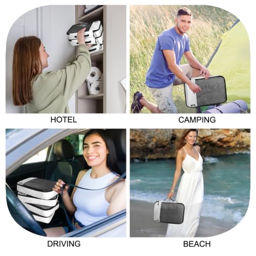 Packing Cubes for Travel,4 Set Packing Cubes for Suitcases,Lightweight Mesh Luggage Organizer Bag with Double Zipper,White - color: White