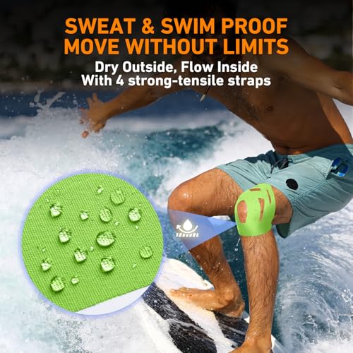 KTQUICK Precut Kinesiology Tape for Knees,12PCS,20% Stronger Adhesive Green - color: Green, size: 12PCS