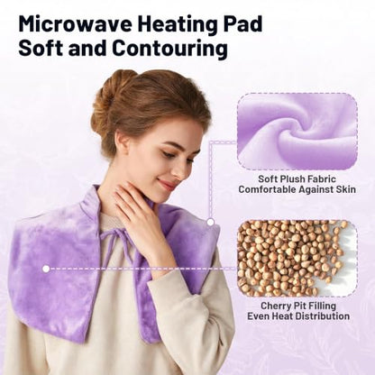SPRING SEAON Microwavable Neck Heating Pad for Shoulders, Back and Chest - color: Purple