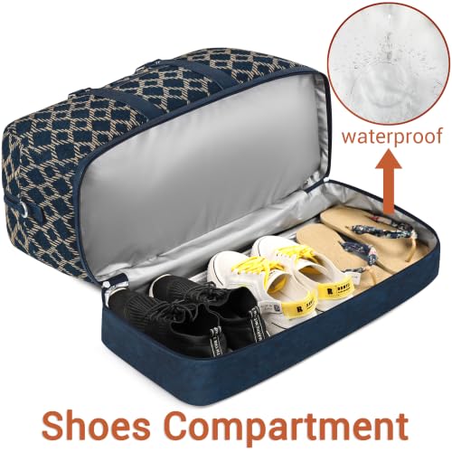 IBFUN Weekender Bags for Women, 3PCS Travel Set with Shoe Compartment 21.6 - color: A16-blue+blue