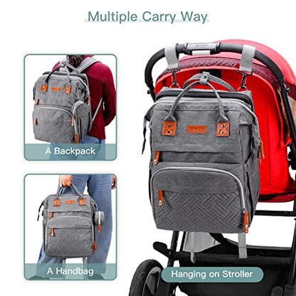 ISMGN Diaper Bag Backpack with Changing Station, Baby Bag for Mom, DeepGrey - color: Upgrade Deep Gray