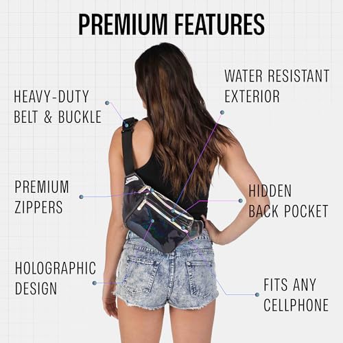 SoJourner Waterproof Holographic Fanny Pack, Glitter Black - color: Glitter - Black
