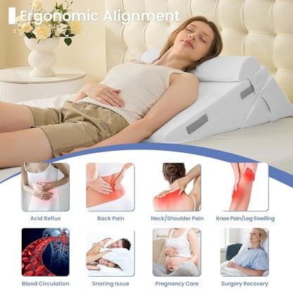 Sasttie Adjustable Wedge Pillow Set for After Surgery, White - color: White, size: Adjustable 9&12 Inch + 1 Head Pillow