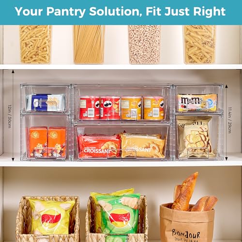 Vtopmart Clear Stackable Storage Drawers, 6 Pack Mixed Size Set - style: 2 Wide+2 Medium+2 Small